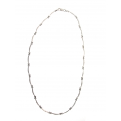 14Kt White Gold Satin & Shiny Curved Link with "X" Stations Necklace (17.20gr)